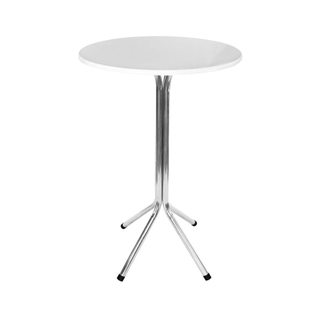 Mesa Bistrô Alto Cromado com Tampo Redondo Branco
