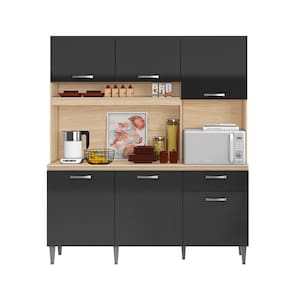 Transforme Sua Cozinha com o Kit Siena Avena Grafite 6 Portas e 1 Gav Beleza e Conforto para Seu Lar