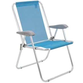Cadeira de Praia Tramontina Creta Master em Alumínio com Assento Azul Cristal 92900201