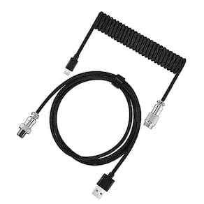 Cabo Aviador Enrolado USB-C 3M para Teclado Mecânico Preto