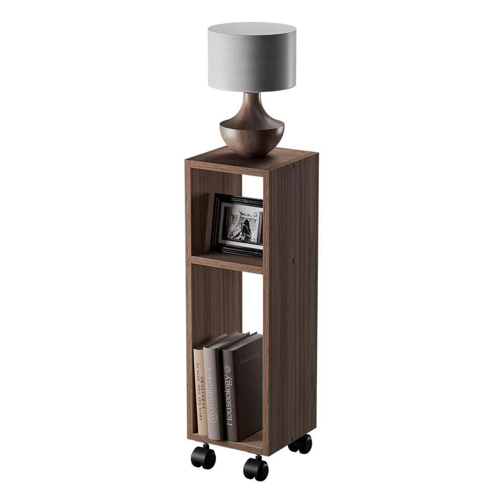 Mesa de Cabeceira Nogal Cama Solteiro Quarto Sala 20cm com rodízio