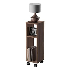 Mesa de Cabeceira Nogal Cama Solteiro Quarto Sala 20cm com rodízio