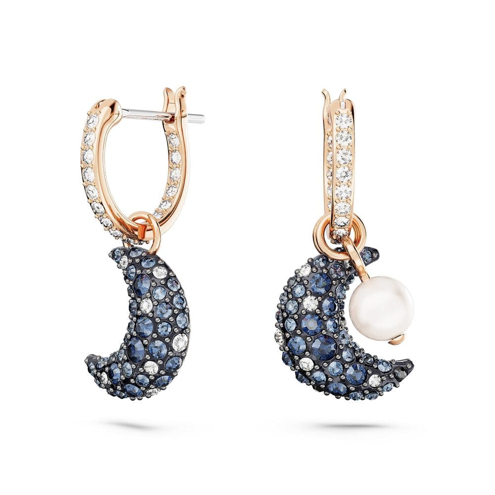 Brincos Swarovski Sublima Moon multicoloridos em tom dourado