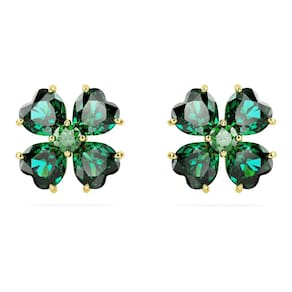 Brincos Swarovski Idyllia dourados com pedras verdes