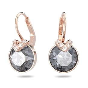 Brincos Swarovski Bella Cinza Cristal Rosa-Dourado Tom