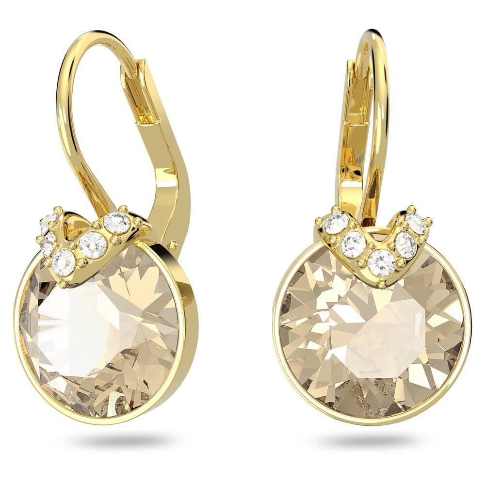 Brincos Swarovski Bella V Drop com cristais dourados
