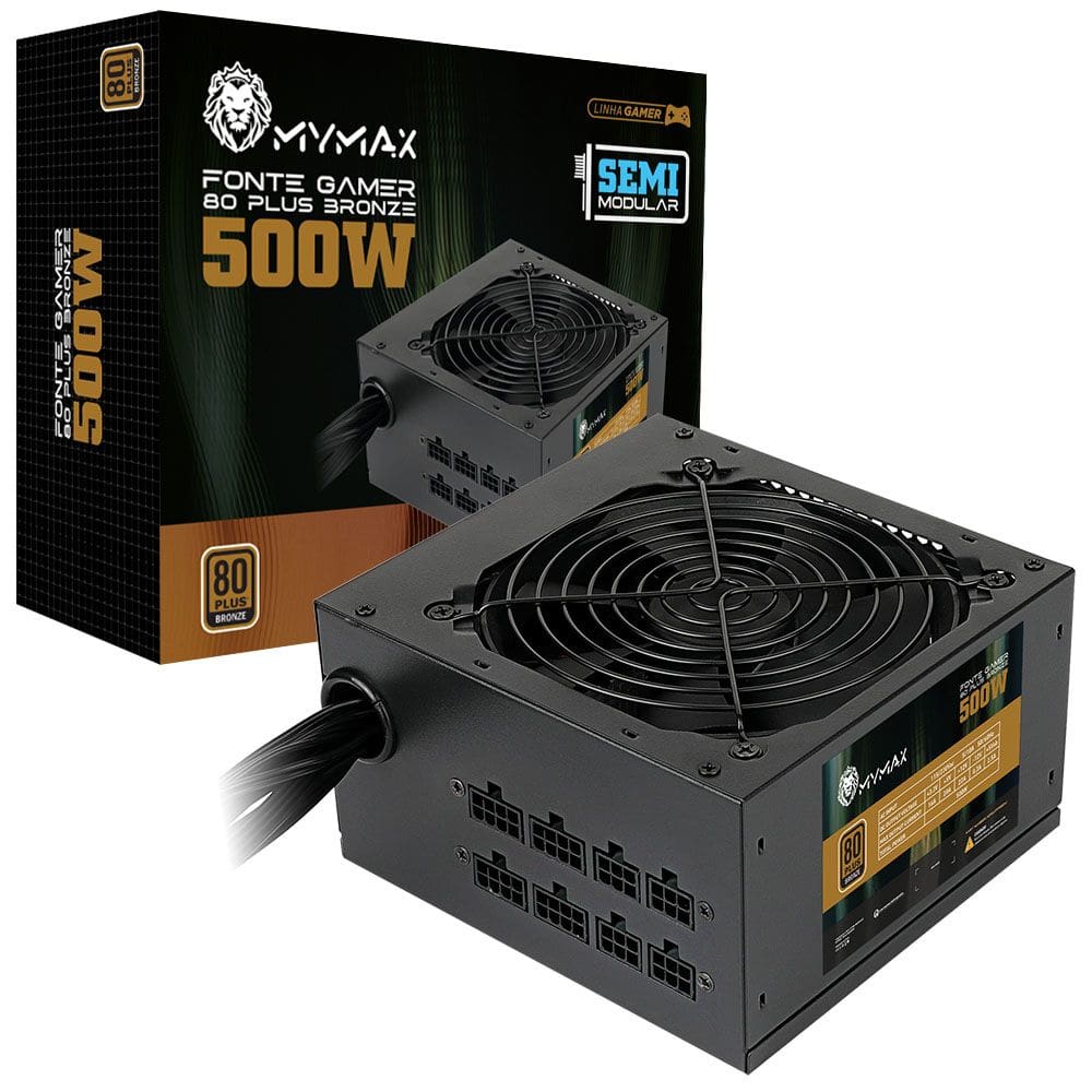 Fonte ATX 500W Semi Modular 80 Plus Bronze PFC Ativo MYMAX