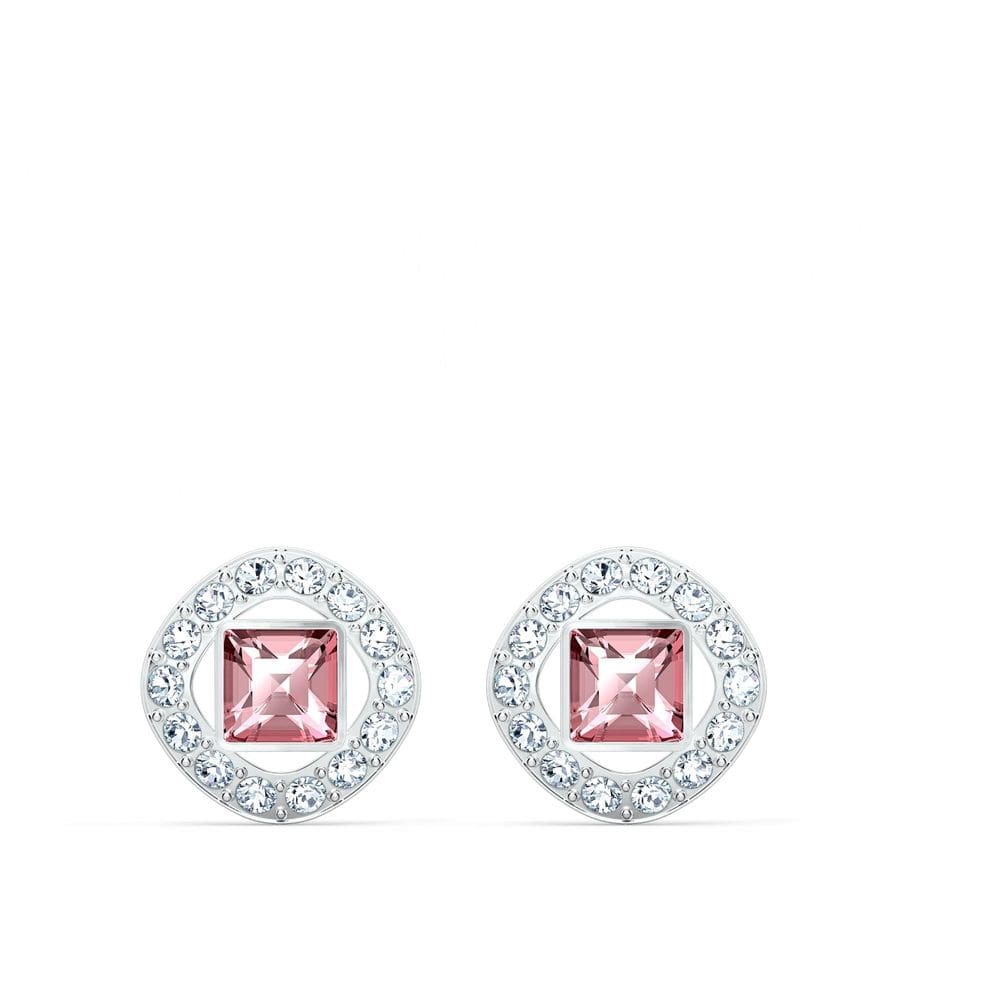 Brincos Swarovski Una Angelic com cristais rosa e transparentes