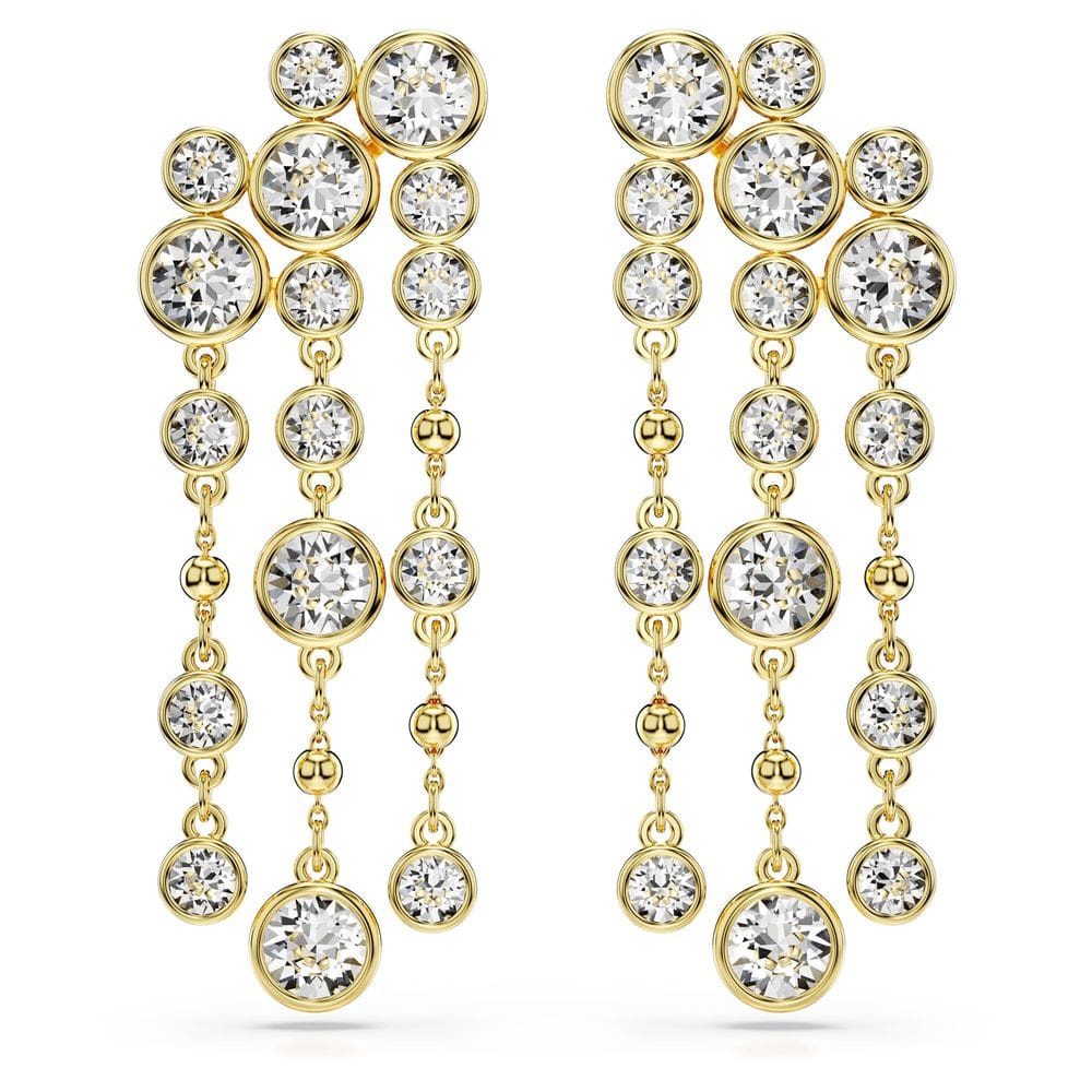 Brincos Swarovski Imber Chandelier com cristais transparentes em tom dourado