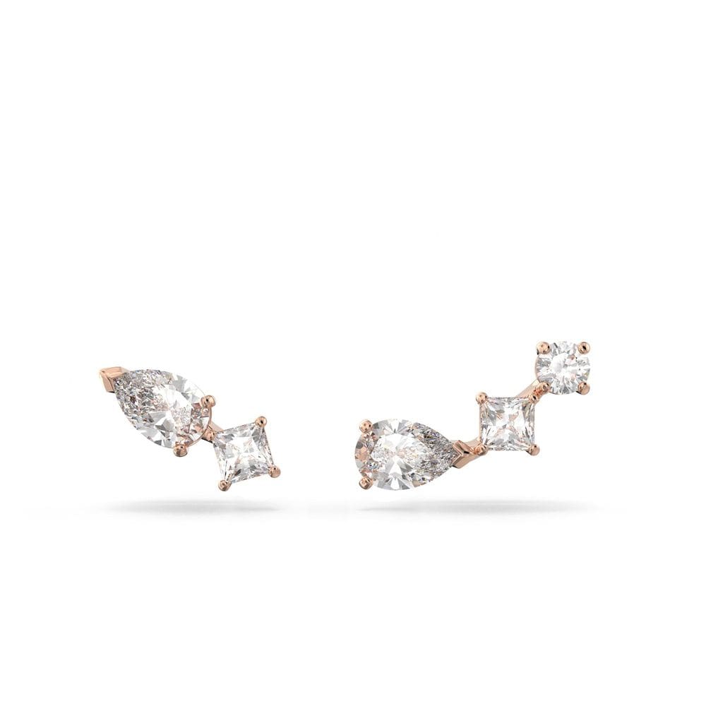Brincos Swarovski Attract brancos com acabamento em tom de ouro rosa