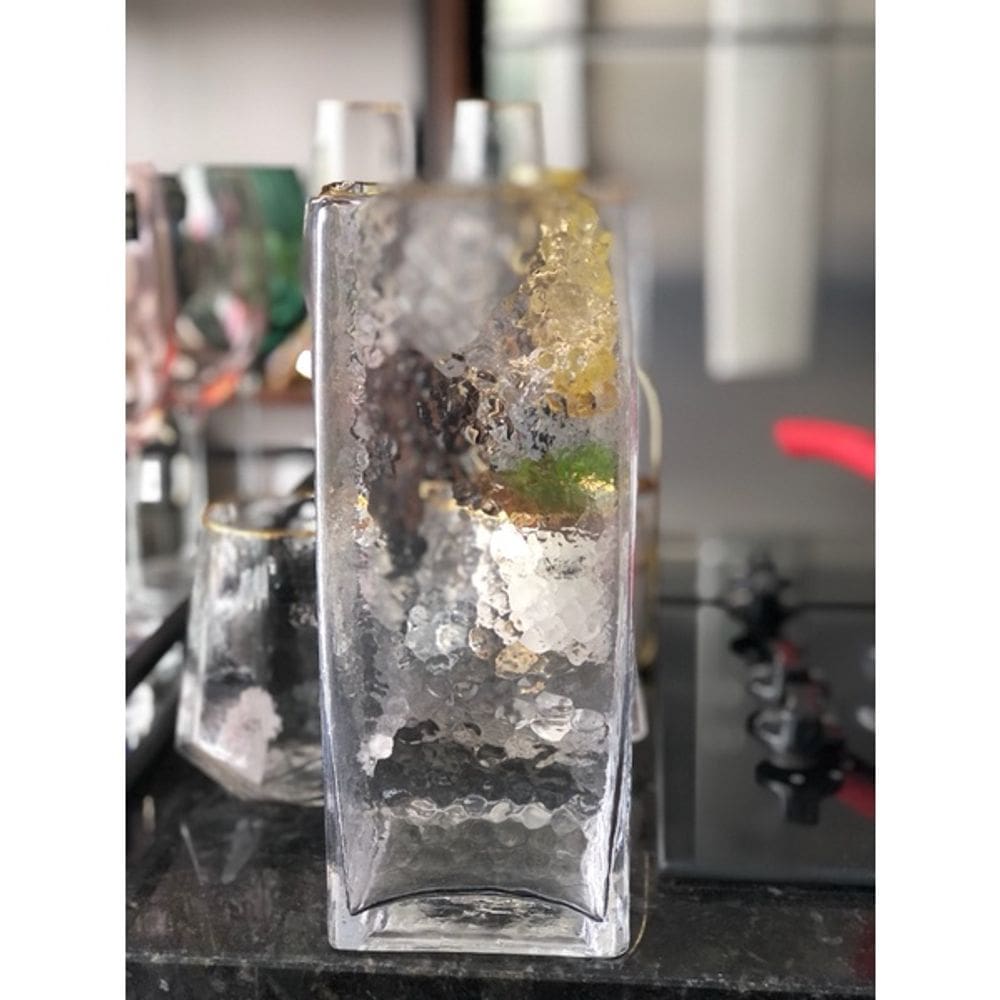 Vaso de Vidro com Borda Dourada Taj Wolff