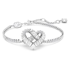 Pulseira Swarovski Matrix tecida em forma de coração com cristais transparentes