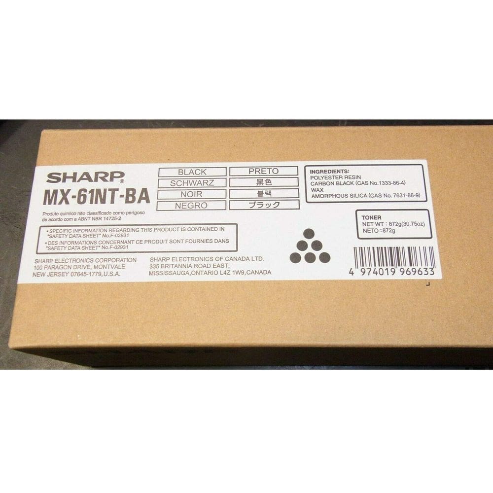Cartucho de toner Sharp MX-61NT-BA preto para MX-2651/3051/3071/3551/3571/4051/4071