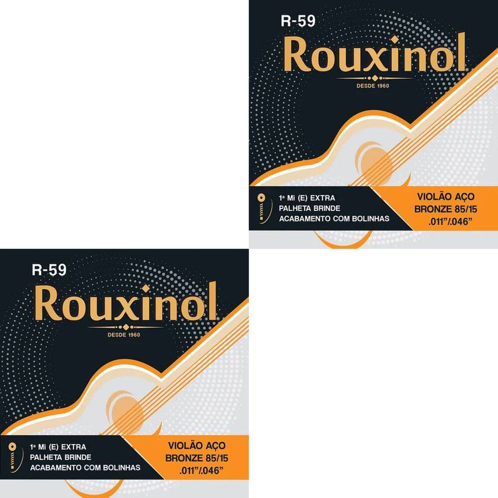 Kit 2 Encordoamento Violão Aço Bronze R59 Rouxinol .011” PRR59L