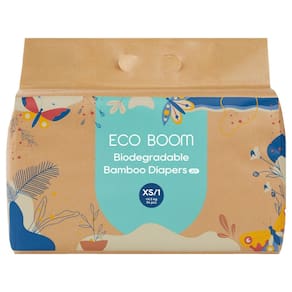 Fraldas ECO BOOM Tamanho 1 Embalagem sustentável de viscose de bambu