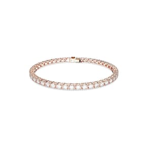 Pulseira de tênis Swarovski Matrix com pedras transparentes em ouro rosa M