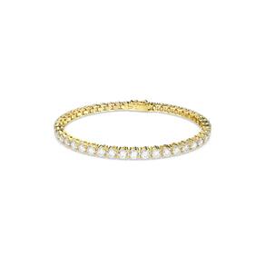 Pulseira de tênis Swarovski Matrix com pedras transparentes em tom dourado