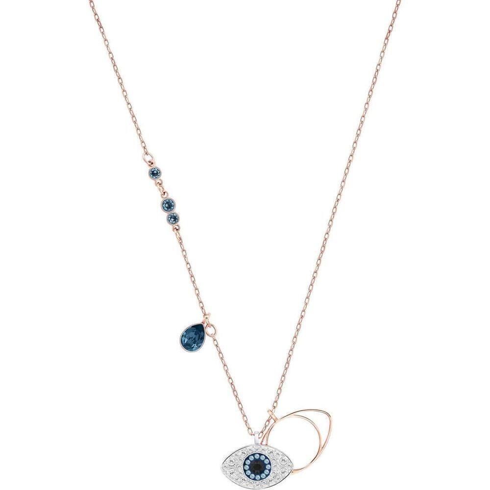 Colar SWAROVSKI Crystal Duo Evil Eye banhado a ouro rosa