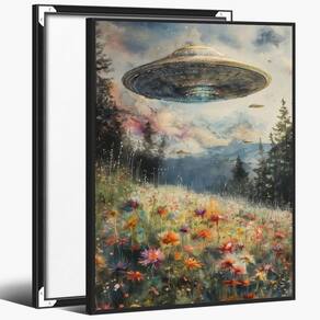 Pôster de arte de parede UFO Surreal Art Trippy Spaceship 20x25cm