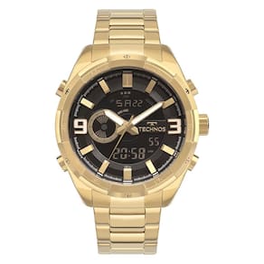 Relógio TECHNOS masculino anadigi dourado preto YXD0645AAA/1P