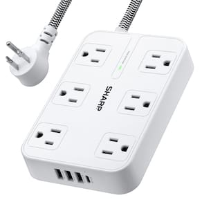 Protetor de sobretensão Power Strip SHARP 6 tomadas 4 portas USB