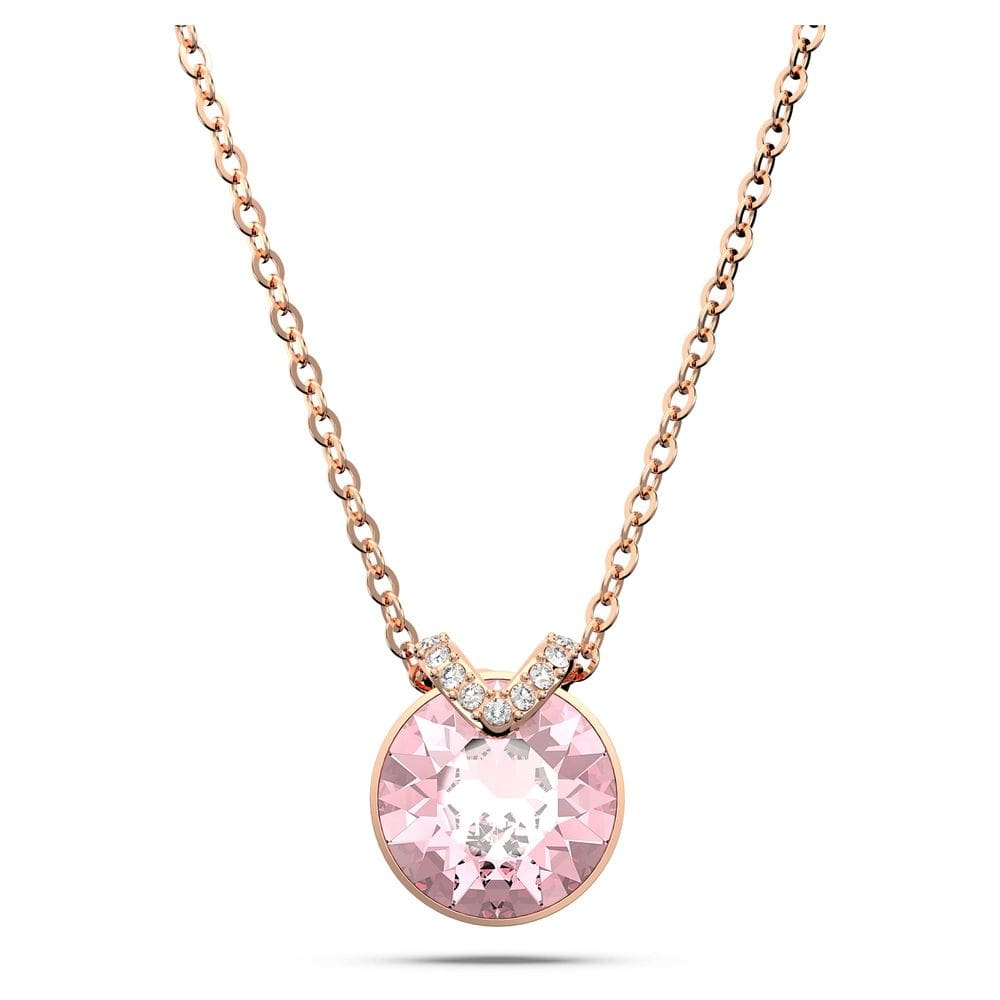 Colar com pingente Swarovski Bella V com cristal rosa dourado