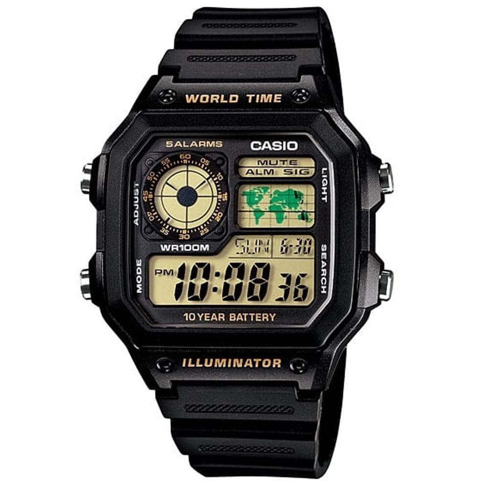 Relógio CASIO masculino world time AE-1200WH-1BVDF