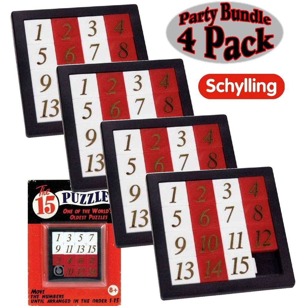Quebra-cabeça Schylling The 15 Puzzle Number Slide Brain Teaser x4