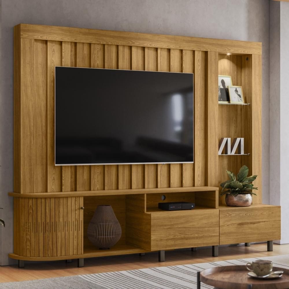 Estante Home Theater 1 Porta 2 Gavetas Com LED Le Mans