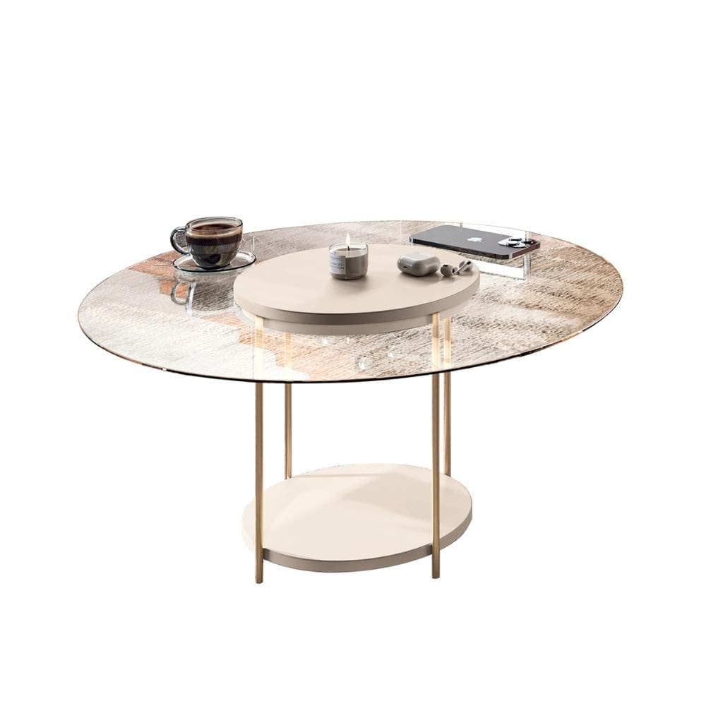 Mesa de Centro Sky com Pés em Aço e Tampo de Vidro