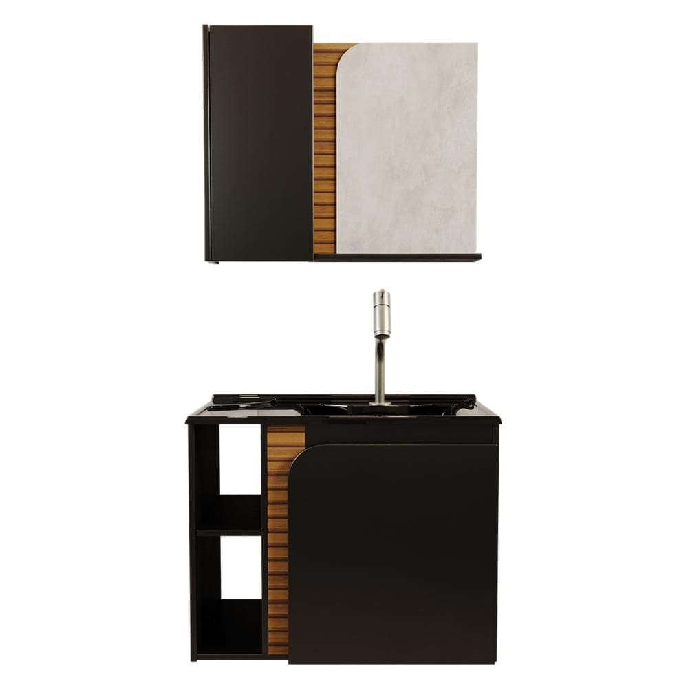 Gabinete Banheiro Lotus com 2 portas Espelheira e Cuba