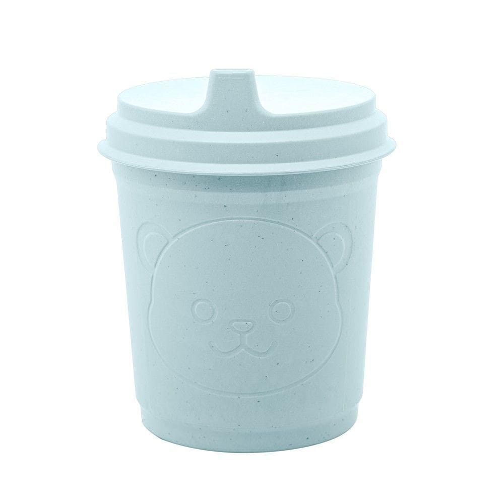 Copo Infantil Antivazamento Com Tampa E Bico Urso Azul 450ml Lyor