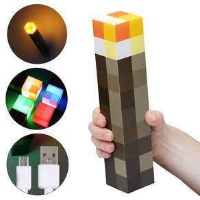 Luminária De Mesa Parade Luz Noturna Tocha 4 Cores Minecraft Luz Led Usb