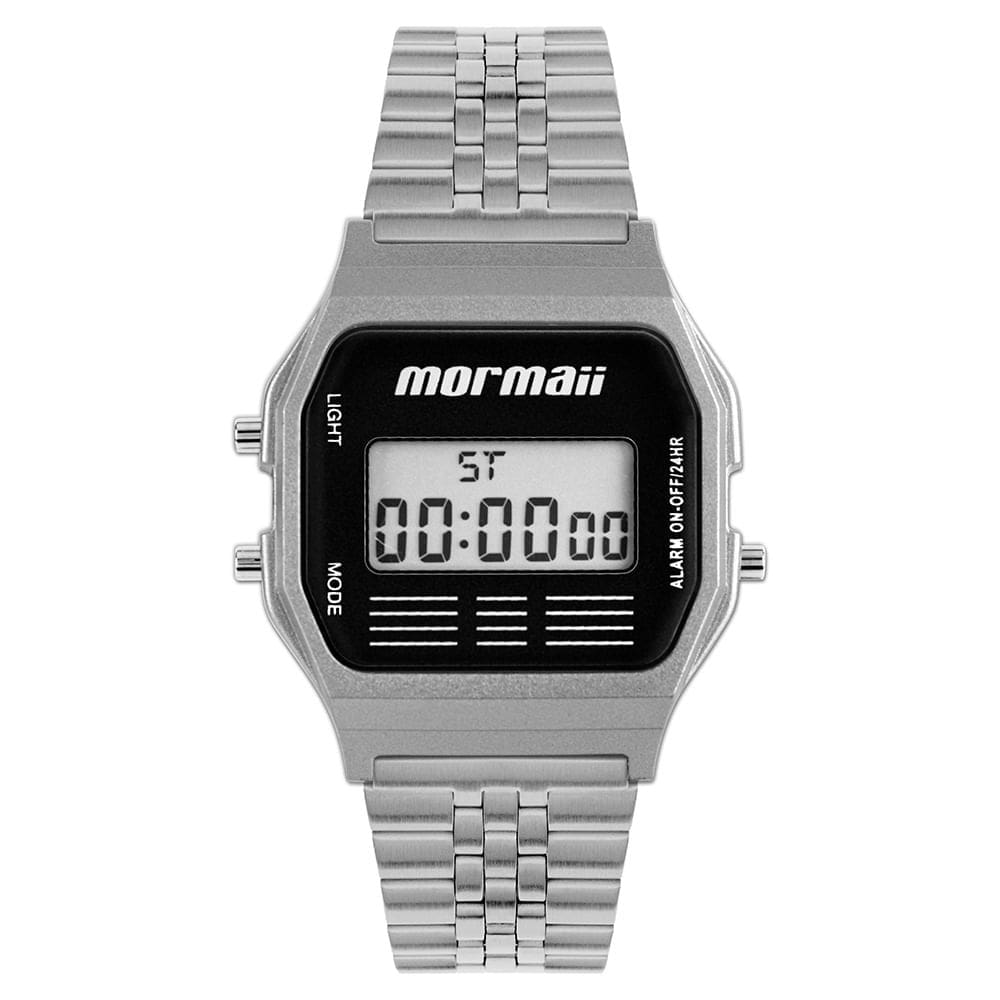 Relógio MORMAII feminino digital prata preto MOBJ3808/7K
