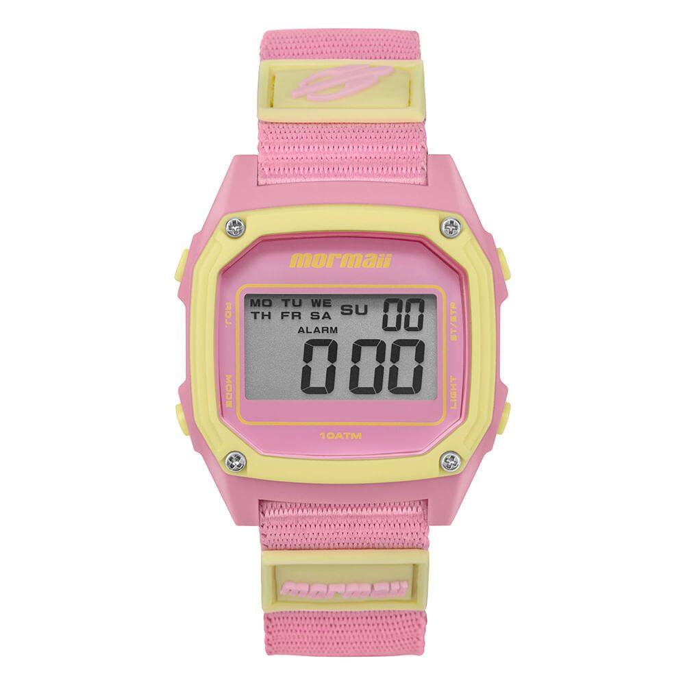 Relógio MORMAII feminino digital rosa amarelo MO18703B/6P