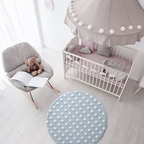 Tapete Infantil Jolitex Mimo Poá Azul Redondo 100cm