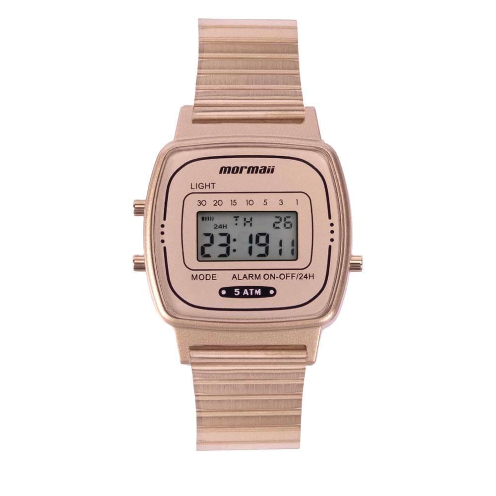 Relógio MORMAII feminino digital quadrado rosê MO13722B/7J