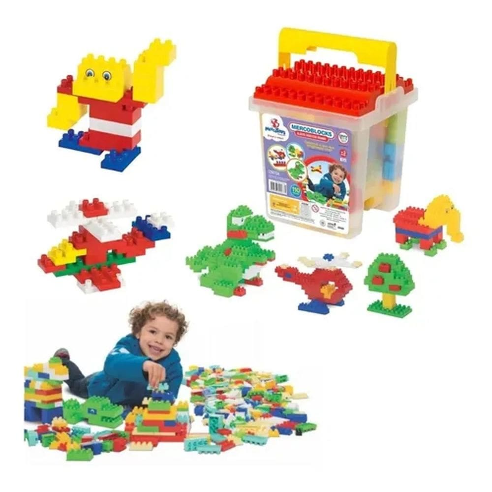 Brinquedo Didático Mercoblocks 64 Peças Vermelho - Mercotoys