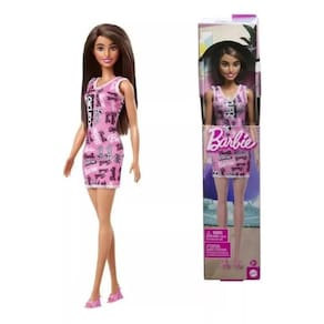 Boneca Barbie Fashion Morena Vestido Rosa - Mattel