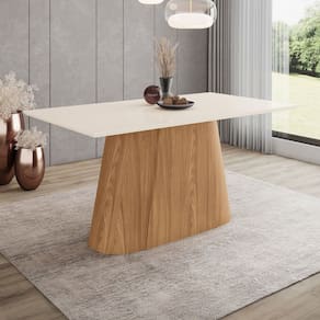 Mesa de Madeira Olívia 160 Cm Natural/Off White - Henn