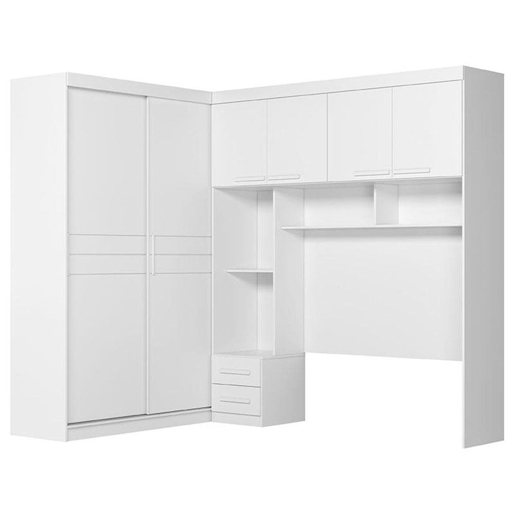 Quarto Modulado Casal Florença Branco Brilho - Moval