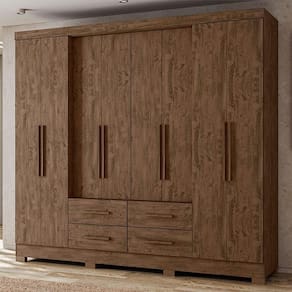 Guarda Roupa Casal Ambiente San Lorenzo 8 Portas Castanho Wood - Moval