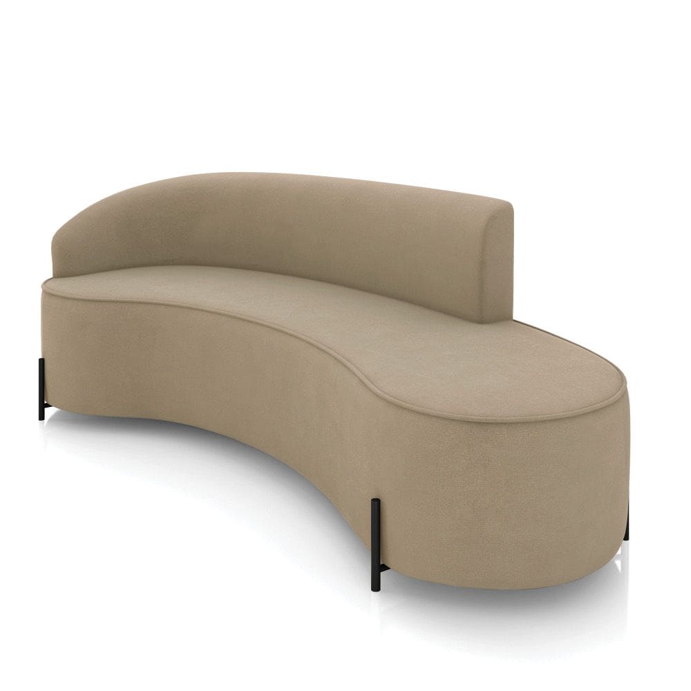 Sofá 4 Lugares Orgânico 220cm Pé Ferro Preto Morgan Suede Marrom R D03 - D`Rossi