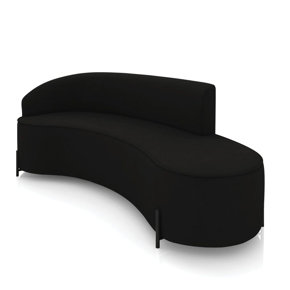 Sofá 4 Lugares Orgânico 220cm Pé Ferro Preto Morgan Suede Preto D03 - D`Rossi
