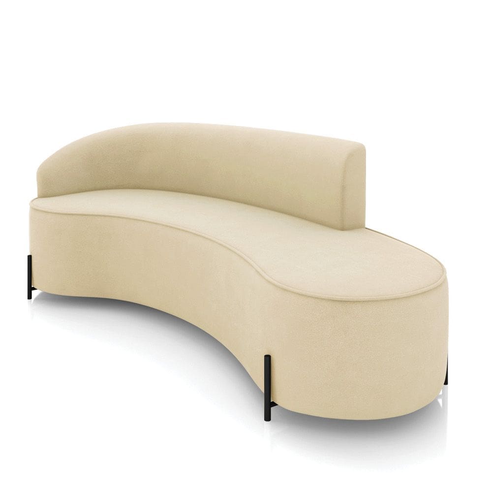 Sofá 4 Lugares Orgânico 220cm Pé Ferro Preto Morgan Suede Bege D03 - D`Rossi