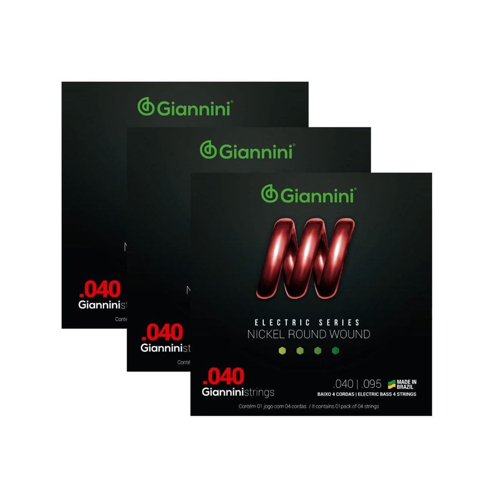 Kit 3 Encordoamento Baixo Giannini Electric GEEBRL Nickel 4C .040”