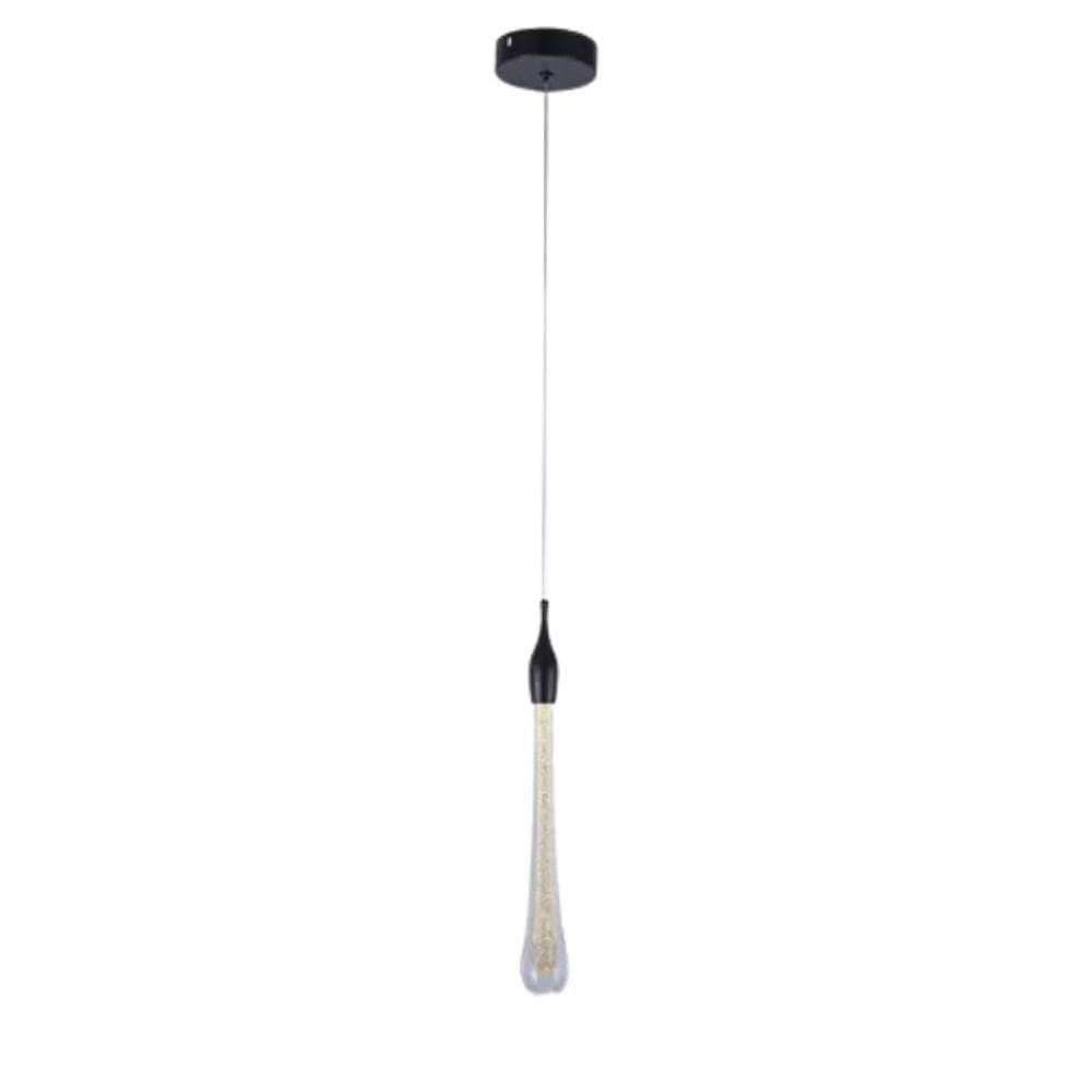 Lustre Pendente Gota Preto 3w 3000k Bivolt Domum