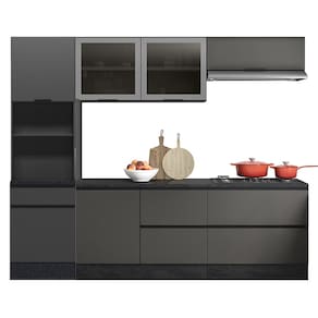 Cozinha 5 Pecas Balcao Tampo 258 cm Etti Carvalho Oak Off White PLN