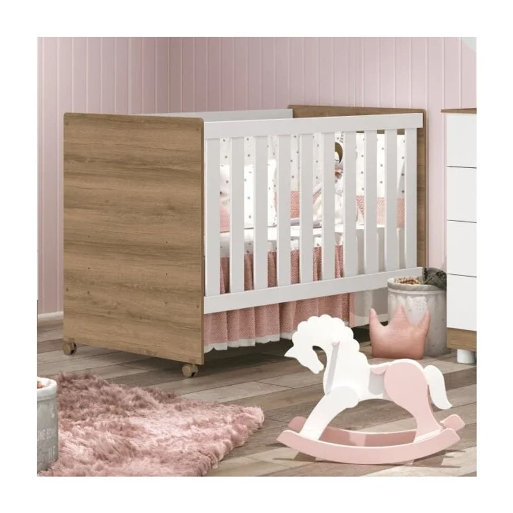 Berço Americano Mini Cama 3 em 1 Bebê Infantil Katatau Branco/Mezzo - Rede Móveis