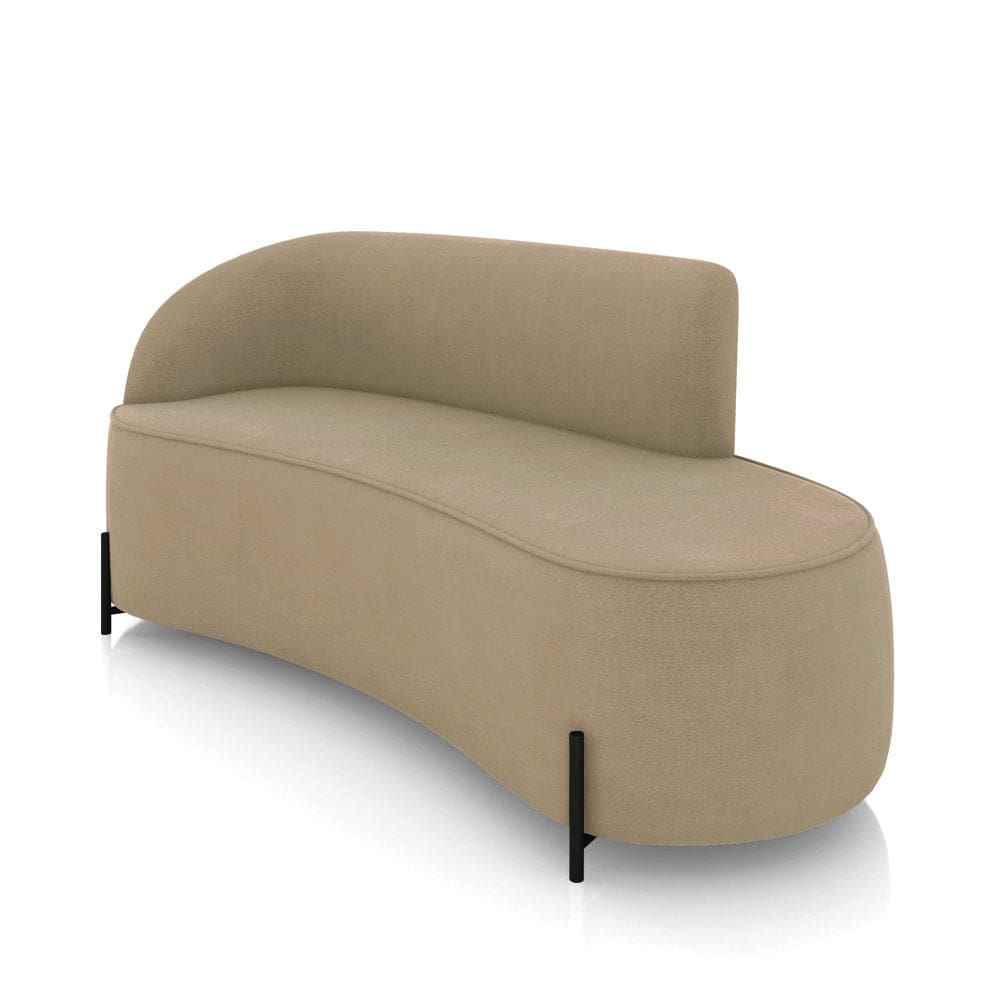 Sofá 3 Lugares Orgânico 180cm Pé Ferro Preto Morgan Suede Marrom R D03 - D`Rossi
